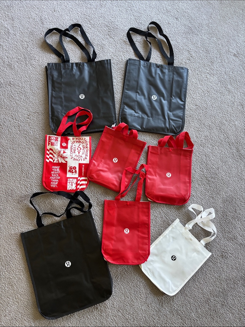 NWT!lululemon athletica Tote Bag Set in Black, Red, White